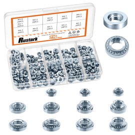 Rustark 220Pcs 11 Sizes Pressure Rivet Nut Assortment Kit Zinc Plated Rivet Nuts Metric Self Clinching Types S Riveting Nuts Round Head Hardware Fastener for Machinery Construction Industry
