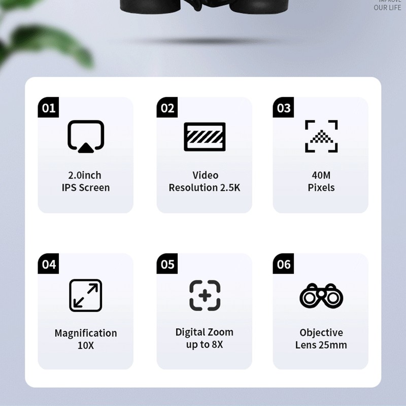 2in LCD Binoculars Telescope 1080P 5MP Video Photo Recorder Digital