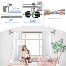 TANGWIN Brushed Nickel Wrap Around Curtain Rods,Blackout Curtain Rods for windows 28 to 48 inch(2.3-4Ft),1Inch Adjustable Curtain Rod,Room Darkening Drapery Rods,Window Curtain Rod 28-48",Satin Nickel