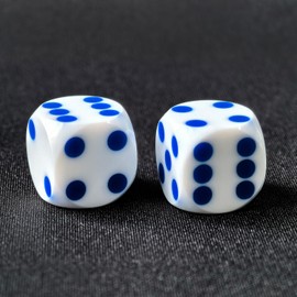 Bescon Professional Precision Dice Round Corner 9/16" (14.3mm) with Colorful Dots, Colored Dots Precision Backgammon Dice 14.3MM (White Dice with Blue dots)
