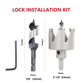 Door lock hole saw set LAIWEI Lock installation kit 6 jaw alloy ball opener 56mm and 23mm 2pcs for wood door drilling, installation