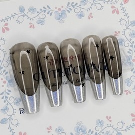 Smoke Aurora handmade nail tip - Square S / 스모크 오로라 수제네일팁 - 스퀘어S