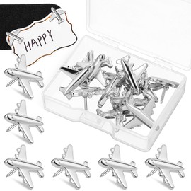 Gadpiparty 24 Pcs Airplane Push Pins with Box Decorative Push Pin Metal Aircraft Thumb Tacks Paper Photo Memo Document Tack Pushpins for Cork Board Photo Frame Postcard