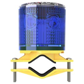 QXMH Solar Strobe Warning Light: Waterproof LED Flashing Safety Light, High Bright LED Warning Lamp Outdoor, Traffic Light for Construction Factory Safety Road Sign Dock Marine Beacon (Blue)