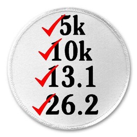5k 10k 13.1 26.2-3" Sew/Iron On Patch Marathon Runner Running Run Checklist