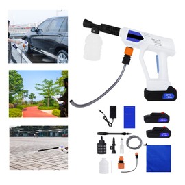 Car Pressure Washer 120W Cordless Water Cleaner with Adjustable Nozzle, 2 Batteries Pressure Washer for Car Home Garden Cleaning Pet Cleaning (21V 120W