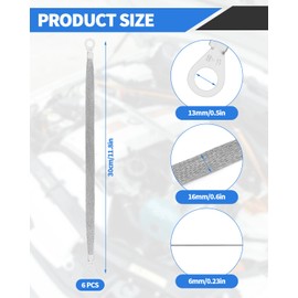 6 PCS Universal Automotive Braided Copper Ground Strap, 12 Inch Engine Ground Strap Kit with Terminal Plugs, Copper Tinned Ground Strap Wire for Most Vehicle Cars Engine (Copper Tinned)