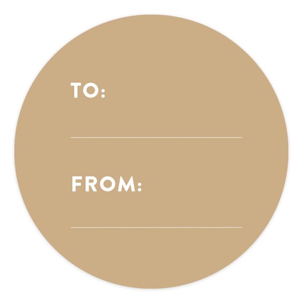 Andaz Press Circle Gift Labels, Modern Style, to/from, Tan Brown, 40-Pack