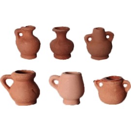 FADEDA 6 x Clay Jugs/Height: 3 cm/Hand-Painted/Detailed Nativity Scene Figures - Christmas Table Decoration Nativity Accessories
