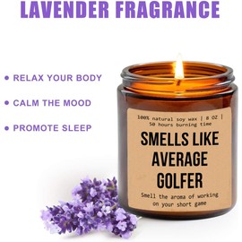 Emily Gift Smells Like Average Golfer - Golf Scented Jar Candle - Gift for Golf Enthusiasts (Unisex, All Ages) - Stress Relief, Sleep Promotion