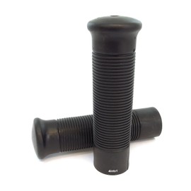 4into1 Bomber Black Motorcycle Grips - 7/8" Bars - Retro Cafe Racer Bobber Tracker Chopper