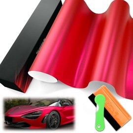 1FTx5FT PET Romance Chrome Rose Red Vinyl Wrap Auto Car Sticker Decal Film Sheet Bubble Free Air Release Technology with Tool Set