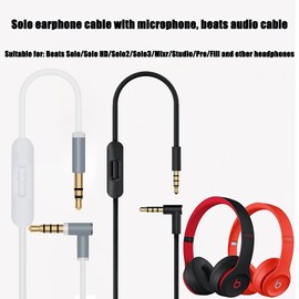 OOYAYA Replacement 3.5mm Audio Cable Cord Wire with in-line Mic and Control Compatible with Beats by Dr Dre Headphones Solo 2/3/Studio/Pro/Detox/Wireless/Mixr/Executive/Pill 4.6FT(White)