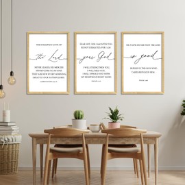 Bible Verses Set of 3 Wall Decor 24"x16" The Lord Your God Is Good Bedroom Prayer Religious Quotes Wood Framed Art Inspirational Christian Scripture Wall Hanging Decoration (Black)
