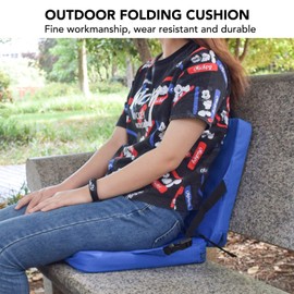 Hapivida Portable Seats Cushion with Backrest, Outdoor Foldable Sponge Padded, Soft Cushion Pad for Outdoor Sports, Camping, Picnic(Blue)