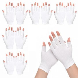 Thfaeyta 6 Pairs Fingerless Cotton Gloves Moisturising Adults Reusable White Gloves for Eczema Dry Hands Sleeping Overnight