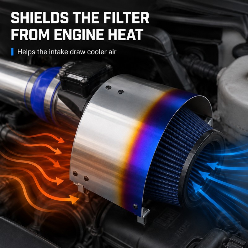 Stainless Steel Air Intake Filter Heat Shield Cover 2.5-3.5 Inch