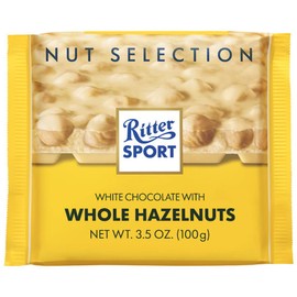 Ritter Sport 100g White Chocolate Whole Hazelnuts Candy Bar
