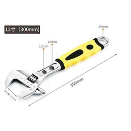 SENRISE Adjustable Wrench Adjustable Spanner Heavy Duty Soft Grip Wide Mouth Wide Jaw Hand Tool with 40mm Wide Jaw Capacity (12"/300mm)