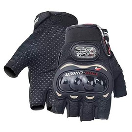 Motorcycle Gloves Outdoor Half Finger Gloves Breathable Motorbike Racing Gloves for Men, Women - Black (XXL)