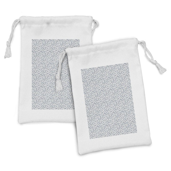 Lunarable Floral Fabric Pouch Set of 2, Soft Toned Leafage