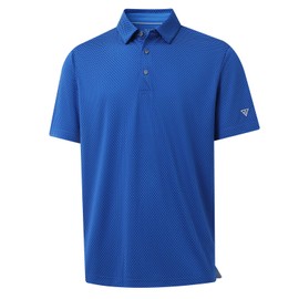 M MAELREG Golf Polo Shirts for Men Quick Dry Fit Performence Lightweight Short Sleeve Jacquard Texture Golf Shirts Cobalt