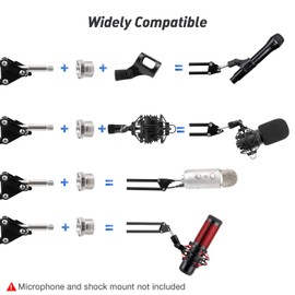 SUNMON Microphone Wall Mount and Metal Table Mounting Clamp, Universal Microphone Boom Arm Stand Compatible with HyperX QuadCast, Blue Yeti, Blue Snowball, Shure SM58 Microphone