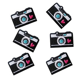 XUNHUI Cute Camera Embroidered Patch for Clothing Iron on Sew Applique Cute Patch Fabric Badge Garment DIY Apparel Accessories 6 Pieces