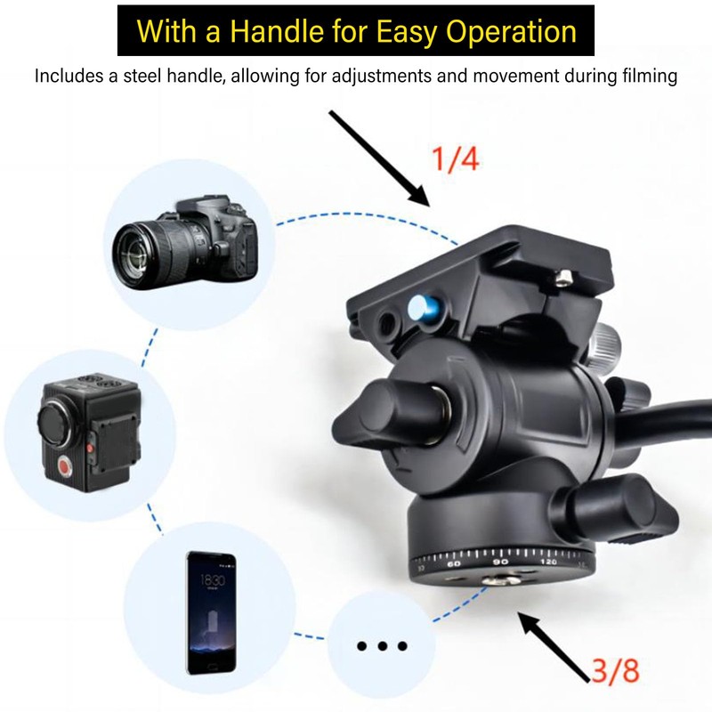 Yosoo Aluminum Alloy Video Tripod Head with Steel Handle, 360°