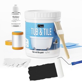 DWIL Tub and Tile Refinishing Kit, Quick-Dry Tub Paint Water Based Tile Paint for Wall, Sink, Bathroom, Kitchen, Semi-Gloss Black, 50-55sq.ft