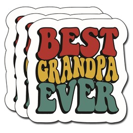 (3Pcs) Best Grandpa Ever Sticker, Decal Gifts Decorate Books Laptop Phone Water Bottles Kindles Stickers Tumbler Sticker Waterproof Vinyl Decorate Sticker 3" Inch