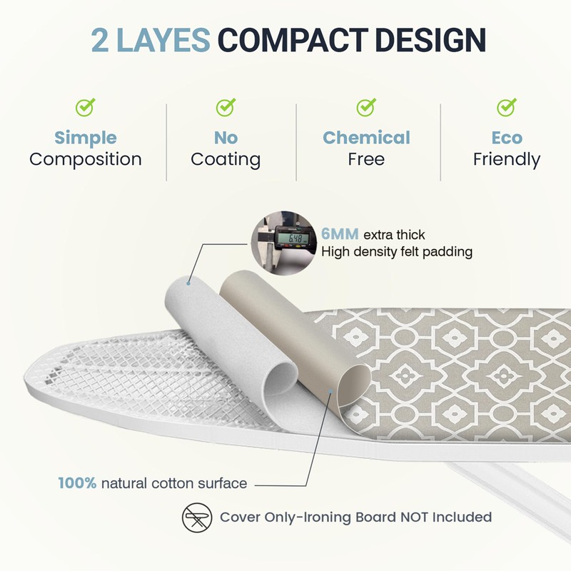 UniSimp Ironing Board Cover and Pad 15"x54" Extra Thick Natural