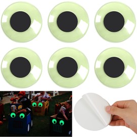 6Pcs 4inch Glow in The Dark Googly Wiggle Eyes, PETKNOWS Google Eyes Self Adhesive for Crafts Sticker Sparkle Google Eyes Suitable for Crafts DIY