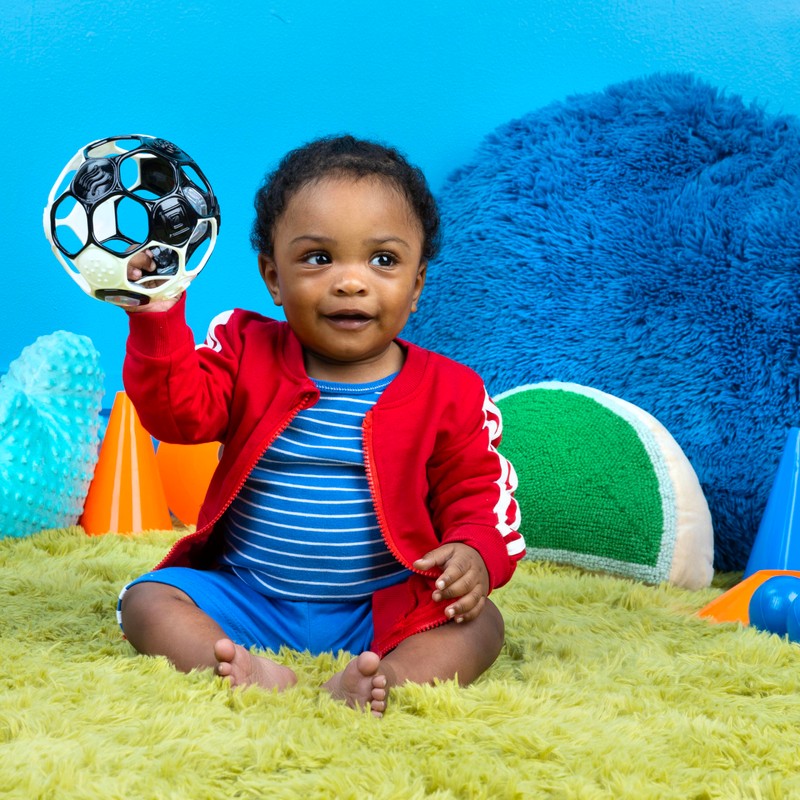 Bright Starts Oball Grippin' Goals Rattle Soccer Ball - Black