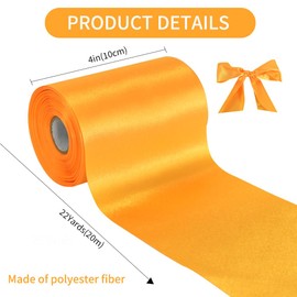 TONIFUL Golden Yellow Wide Satin Ribbon, 10 cm x 20 m, Coloured Fabric Ribbon for Gift Wrapping, Ribbon-cutting, Grand Opening, Chair Sashes, Wedding Party Decoration, Valentine’s Day, Car Decoration,