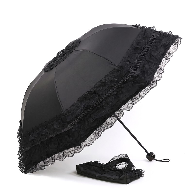 Vintage Lace Parasol – Foldable Gothic Lolita Umbrella, Anti-UV Sun