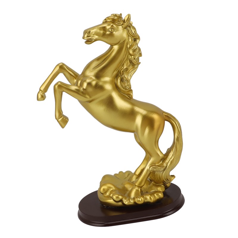 Horse Statue Gold Synthesized Resin Unique Horse Art Figurine for