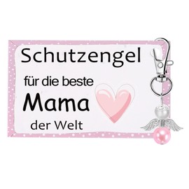 MKISHINE Schutzengel Schutzengel Schlüsselanhänger Geschenk für die beste Mama der Welt - Glücksbringer Engel Glückwunschkarte Dankeskarte Geburtstagsgeschenk