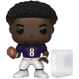 POP Football: Ravens - Lamar [Jackson] (Home Uniform) Funko Vinyl Figure (Bundled with Compatible Box Protector Case), Multicolor, 3.75 inches