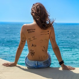 Zeecdatoo 160+ PCS Realistic Temporary Tattoos, 74 Sheets Three Types Fake Tattoos, Include 40 Sheets Inspirational Quotes Inspirational Words Tattoos, 22 Sheets Wild Flower Floral Tattoos, And 12 Sheets Small Flower Leaf Tattoo Stickers For Women