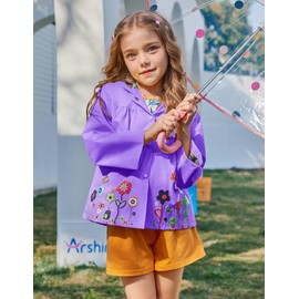 Arshiner - chamarra impermeable con capucha para niñas y niños, Púrpura, 5-6 Años