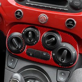 KUNGKIC For Fiat 500 2008-2023 Abarth 595 2012-2023 Car Central Control AC Panel Control Panel Carbon Fibre Sticker Decorative Interior Accessories Gift, Red, Style A