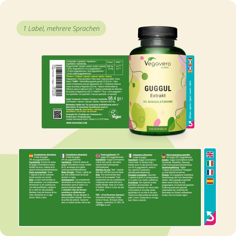Vegavero Guggul Capsules Ayurveda High Dose (120 Vegan Capsules) -