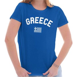 Brisco Brands Greece Country Flag Soccer Fan Pride Womens Top Junior Graphic Tee