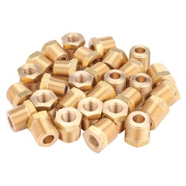 LTWFITTING Brass Pipe Hex Bushing Reducer Fittings 3/8 Inch Male x 1/8 Inch Female NPT Fuel(Pack of 5)