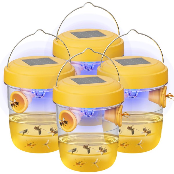 Wasp Traps Outdoor Hanging, Solar Bee Trap 4 Packs, 2025