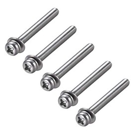 sourcing map M4 x 50mm Stainless Steel Phillips Pan Head Machine Screws Bolts Combine with Spring Washer and Plain Washers 5pcs