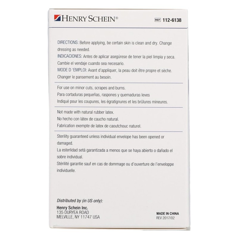 Henry Schein Adhesive Sheer Bandage Strips, 3/4" x 3", Sterile,