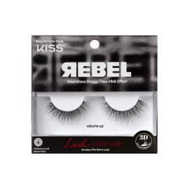 KISS Lash Couture Rebel Collection, False Eyelashes, Volume Up', 12 mm, Includes 1 Pair Of Lash, Contact Lens Friendly, Easy to Apply, Reusable Strip Lashes