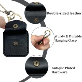 NAPHYLAIFA Leather Ring Holder Keychain for Jewelry, Traveling Gym Pouch for Wedding ring, guitar picks, Gift for Women Men